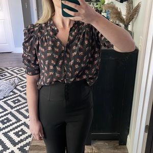 Frame ruched sleeve blouse - size small